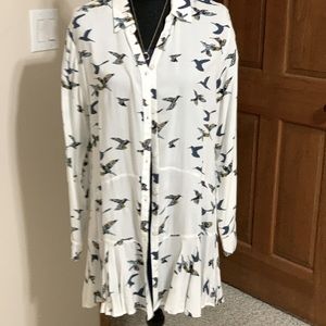 For the Republic Bluebird Tunic Blouse. White full button down in size L. NWOT